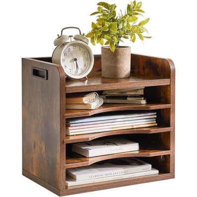 YMYNY Schreibtisch Organizer Holz Dokumentenablage A4 Bücher 5 Fächer 3