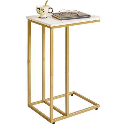 Aibiju C-Form Beistelltisch Laptoptisch Sofa Marmor Holz Gold YD-TM051G