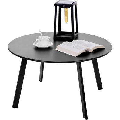 Beistelltisch Metall Garten Rund Sofatisch Schwarz Ø 70 x 40H cm
