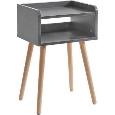 IBUYKE Nachttisch skandinavisches Design Massiv Holz Beistelltisch Grau