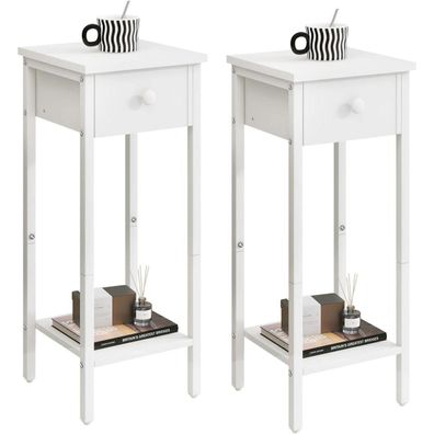 Schmaler Nachttisch mit Schublade, Beistelltisch 25x25x71 cm