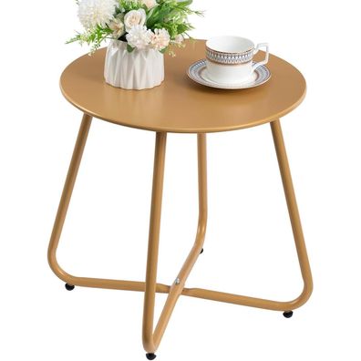 Beistelltisch Outdoor Balkon Gartentisch Rund Metall Gold