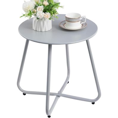 Beistelltisch Outdoor Gartentisch Runder Patio Metalltisch Terrasse Grau