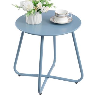 Beistelltisch Outdoor Balkontisch Klein Metall Rund Wetterfest Patio Terrasse