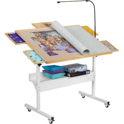 Puzzletisch LED-Holzplateau mit Winkel- & Höhenverstellung