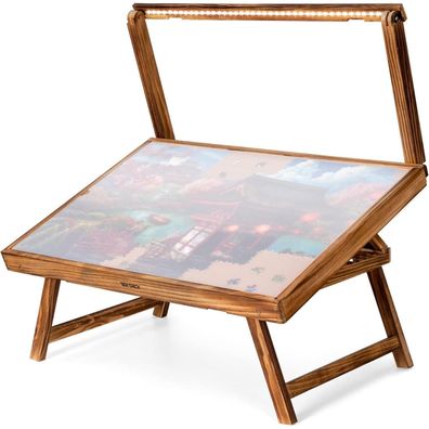 Puzzletisch LED-Licht Holzpuzzlebrett 5 Winkel Klappbeine Abdeckung 1000 Teile