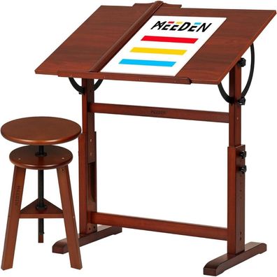 MEEDEN Vintage Holz-Zeichentisch Künstler-Zeichenhocker 96x60cm Verstellbare