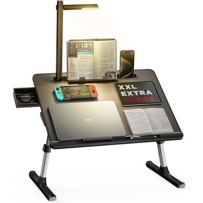 Laptoptisch Betttisch LED Lampe höhenverstellbar Buchständer Schlitz