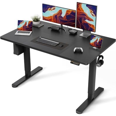 Höhenverstellbarer Schreibtisch Elektrisch 140x70cm, abelmanagement, Schwarz