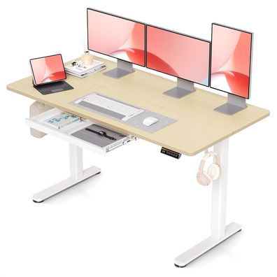 Höhenverstellbarer Elektrischer Schreibtisch 140x60 cm mit Schublade - Standing