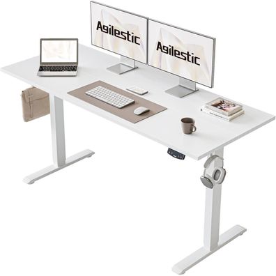 Höhenverstellbarer Schreibtisch 140x60 cm Weiß Elektrisch Memory-Handsteuerung