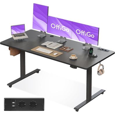 Elektrischer Schreibtisch 160cm Schwarz USB Memory Funktion