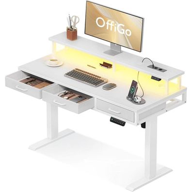 Elektrischer Schreibtisch mit Schubladen, Monitorständer, Standing