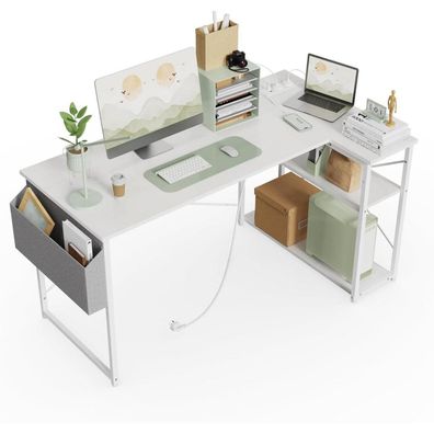 Eckschreibtisch mit Steckdosenleiste 120x70 cm Ergonomic L-förmig Computertisch