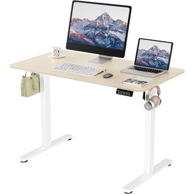 Elektrischer Höhenverstellbarer Schreibtisch 110x60cm Weiß Eiche
