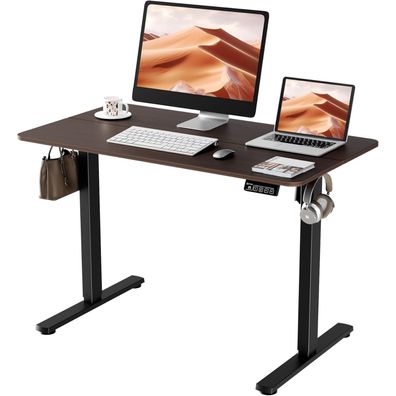 Elektrischer Höhenverstellbarer Schreibtisch 110x60cm Schwarz Walnuss