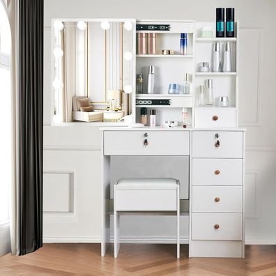 Schminktisch LED-Beleuchtung Spiegel Make-up Kosmetiktisch 3 Farben Helligkeit