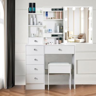 Schminktisch LED-Beleuchtung Spiegel Make-up Kosmetiktisch 3 Farben Helligkeit