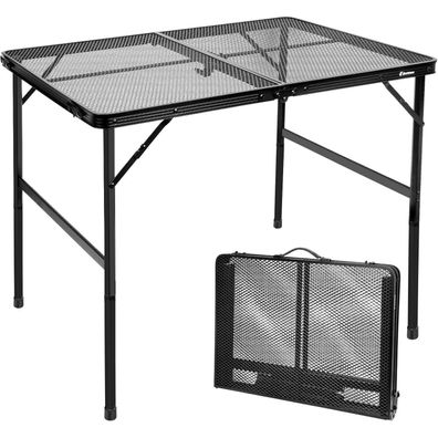 Eaststorm Campingtisch Klappbar 90x60cm Schwarz Metallgitter Tragbar