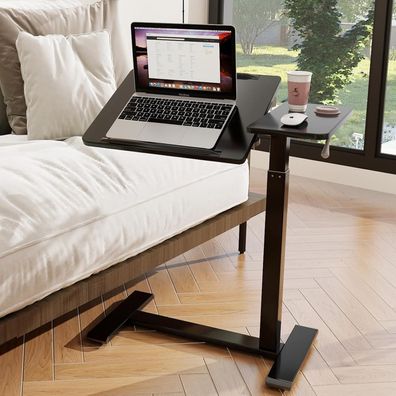 Höhenverstellbarer Laptoptisch mit Rollen und Neigung Schwarz