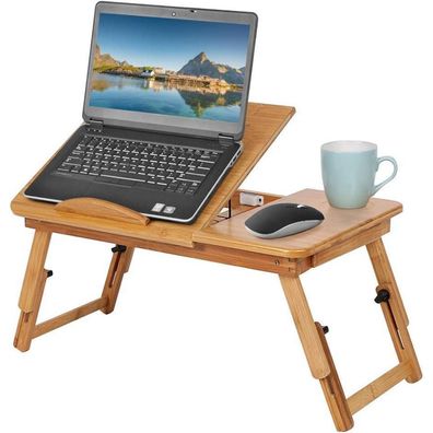 Klappbarer Bambus Betttisch Verstellbar 5 Neigungen Laptoptisch Notebooktisch