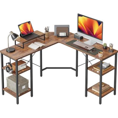 L-förmiger Computertisch 128x128 cm Eckschreibtisch Industrial Schreibtisch