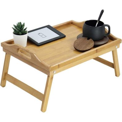 Bambus Betttablett Serviertablett Klappbar 100% Naturbambus 41 x 30 x 19,5cm