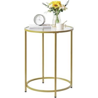 Runder Couchtisch aus gehärtetem Glas 50 x 65 cm Goldfarben
