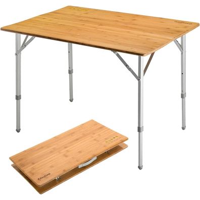 Klapptisch Bambus höhenverstellbar Camping Garten 120x70cm UV-Schutz