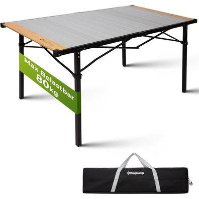 Klappbarer Campingtisch Aluminiumrahmen Aufrollbare Tischplatte belastbar bis 80