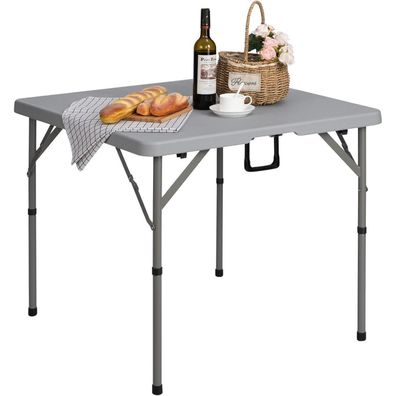 Klapptisch 87cm Campingtisch Klappbar Gartentisch Balkontisch Grau