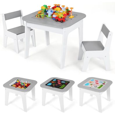 MAMIZO Kindertisch Stuhl Set Kinderzimmer Grau mit Stauraum & Maltisch