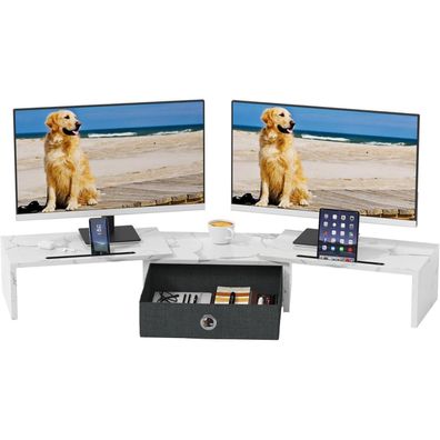 Monitorständer mit Schublade für 2 Monitore, Monitor ErhöHung in