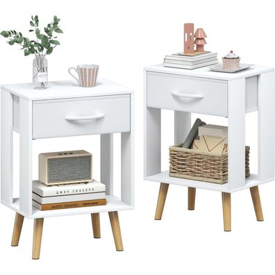 Nachttisch 2er Set Weiß 40X30X60.3cm Schublade Nachtschrank Kinderzimmer