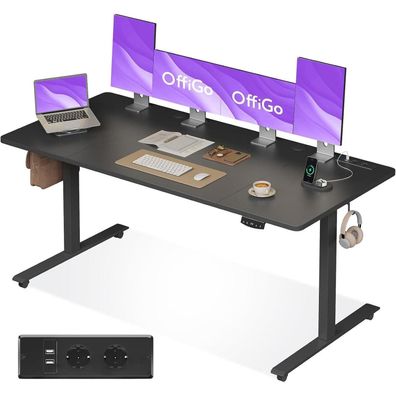 OffiGo Höhenverstellbarer Schreibtisch 180cm Elektrisch USB Memory Funktion