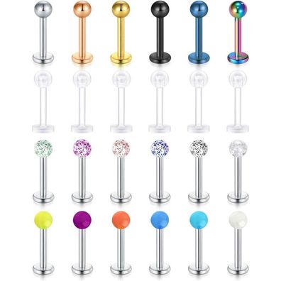 18er Tragus Helix Lippenpiercing Edelstahl Bioflex 16G 6/8/10mm Piercing Schmuck