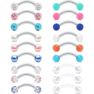 9-10 Stück Augenbrauenpiercing Rook Piercing Ohrringe 16G 8mm Diamant Perle Star