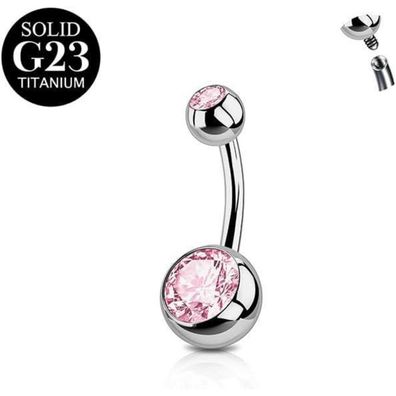 Titan Bauchnabelpiercing 14G 6-16mm Stablänge CZ Nabel Ringe Barbell