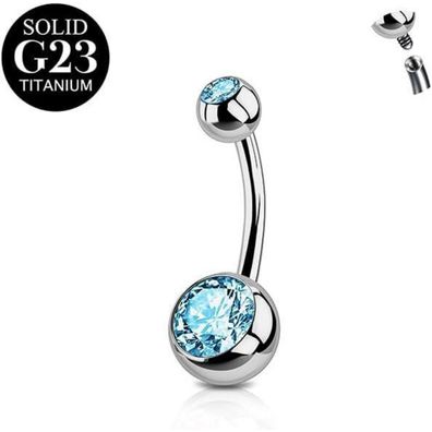 Titan Bauchnabelpiercing Silber 14G CZ Nabelring 6-16mm Stablänge