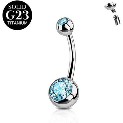 Titan Bauchnabelpiercing Silber 6-16mm Stablänge 14G CZ Nabelringe