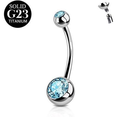 Titan Bauchnabelpiercing Silber 6-16mm Stablänge Frauen 1 Stück 14G CZ Rosa Blau