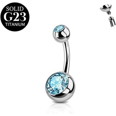 FunZing Titan Bauchnabelpiercing 1 Stück 14G CZ Nabelringe Blau 6-16mm