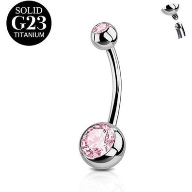 FunZing Titan Bauchnabelpiercing 1 Stück 14G CZ Nabelring Blau/rosa 6-16mm