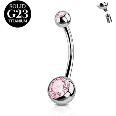 Titan Bauchnabelpiercing 14G 6-16mm Stablänge CZ Nabelring 1 Stück