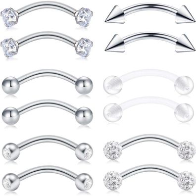 12x AceFun 316L Chirurgenstahl Bananen Augenbrauen Ohr Piercing Stab Kit