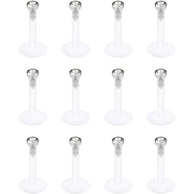 AceFun 12er Set 16G Lippen Labret Helix Piercing Stab Acryl-Kunststoff CZ