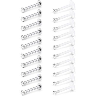 AceFun Lippenpiercing 16G Edelstahl Acryl Labret Nasen Tragus Piercing 20 Stück