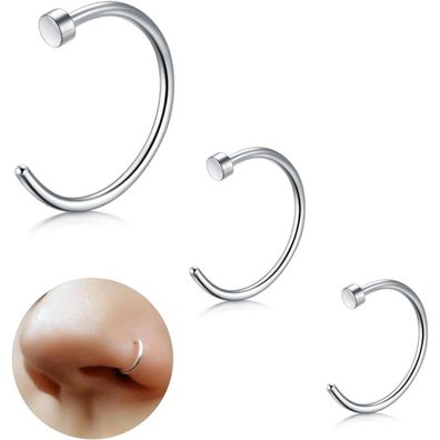 G23 Titan Fake Nasenpiercing Set 3PCS Schwarz Gold Silber 18G 20G 6MM/8MM/10MM