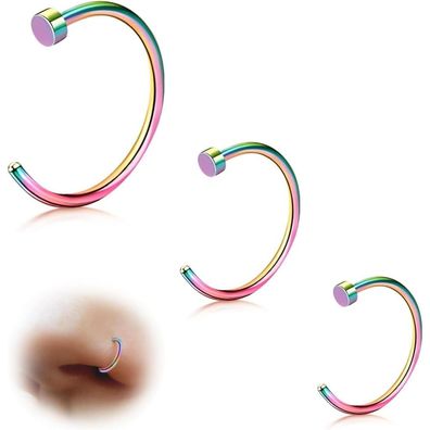 G23 Titan Fake Nasenpiercing Set Knorpel Helix 18G 20G 6MM/8MM/10MM 3PCS Schwarz