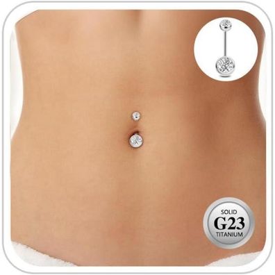 Eshioner G23 Titan Bauchnabelpiercing Gold Silber Piercing 14G 10MM 12MM